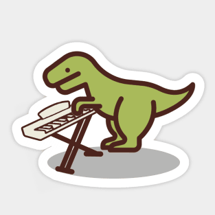 Cute T rex playing a keyboard piano; muso; band; musician; funny; dinosaur; dinosaurs; T-rex; Trex; cute; instrument; Sticker